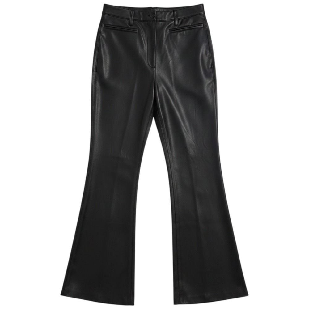 Rebecca Taylor Pants Womens 10 Black Vegan Leather Wide Flare Leg Trousers Soft